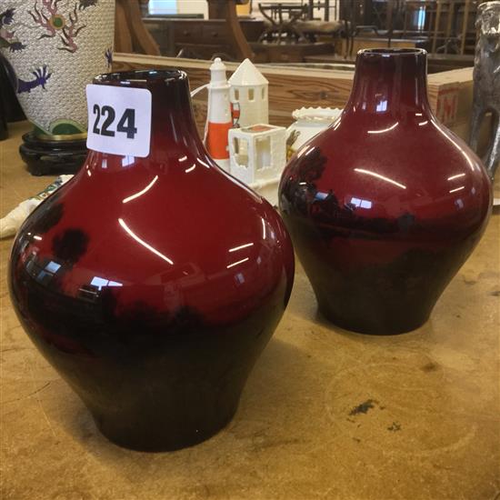 Pair Doulton flambe vases